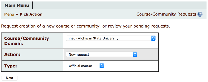 Create official MSU Course